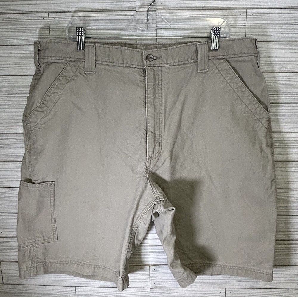 Carhartt Mens Sz 40 Cotton Khaki Tan Canvas Cargo Utility Flat‎ Front Shorts